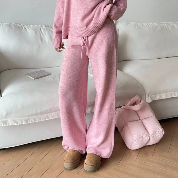 Pink Casual Women's Loose Fit Drop Shoulder Long Sleeve Sweater - Picture 4 of 7